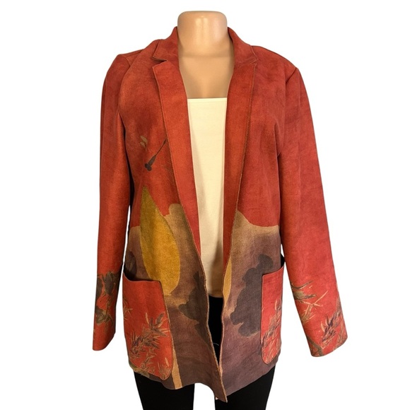 Tempo Paris Art Deco Motif Bohemian Open Front Cardigan Blazer - Picture 3 of 12